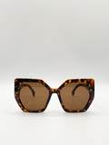 Tortoiseshell Oversized Cat Eye Mirror Sunglasses
