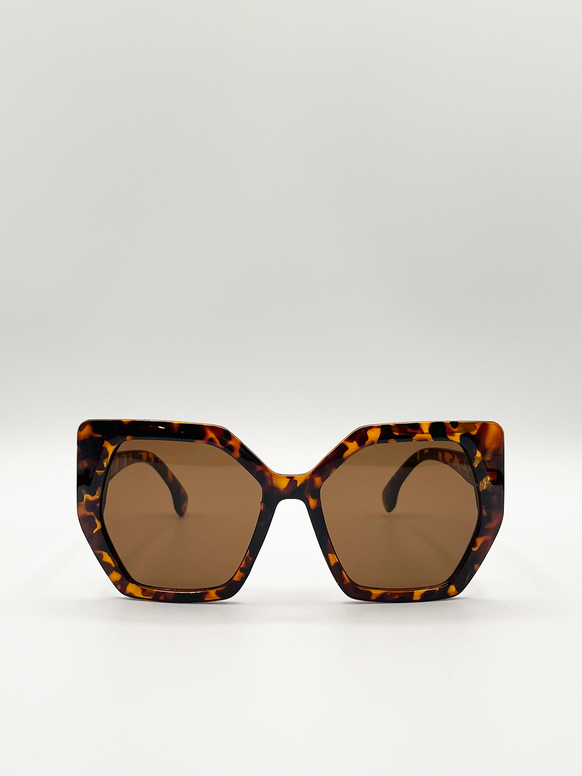 Tortoiseshell Oversized Cat Eye Mirror Sunglasses
