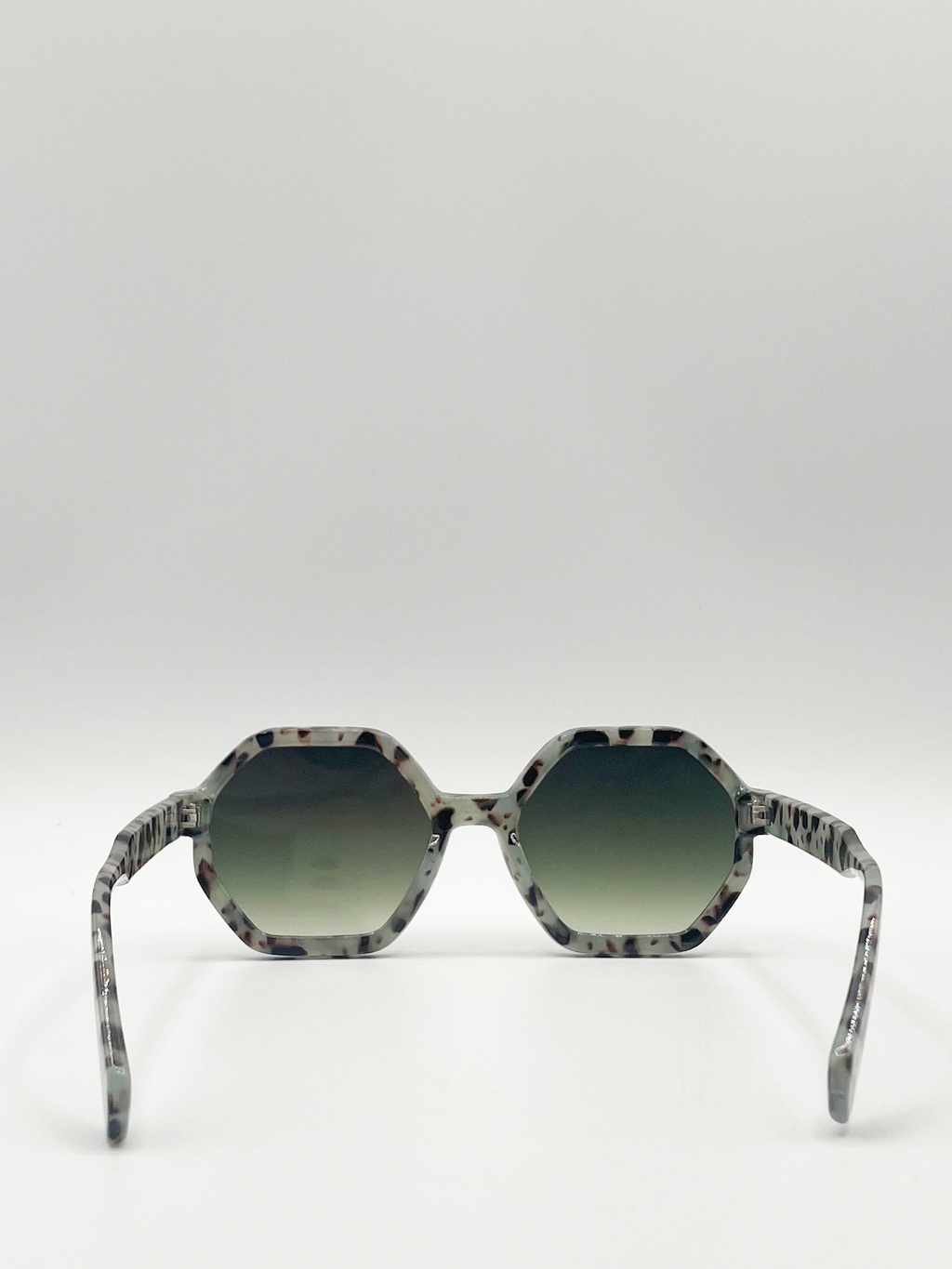 Pale grey tortoiseshell oversized hexagon Sunglasses