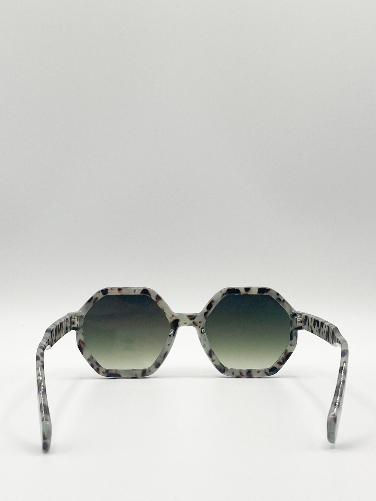 Pale grey tortoiseshell oversized hexagon Sunglasses