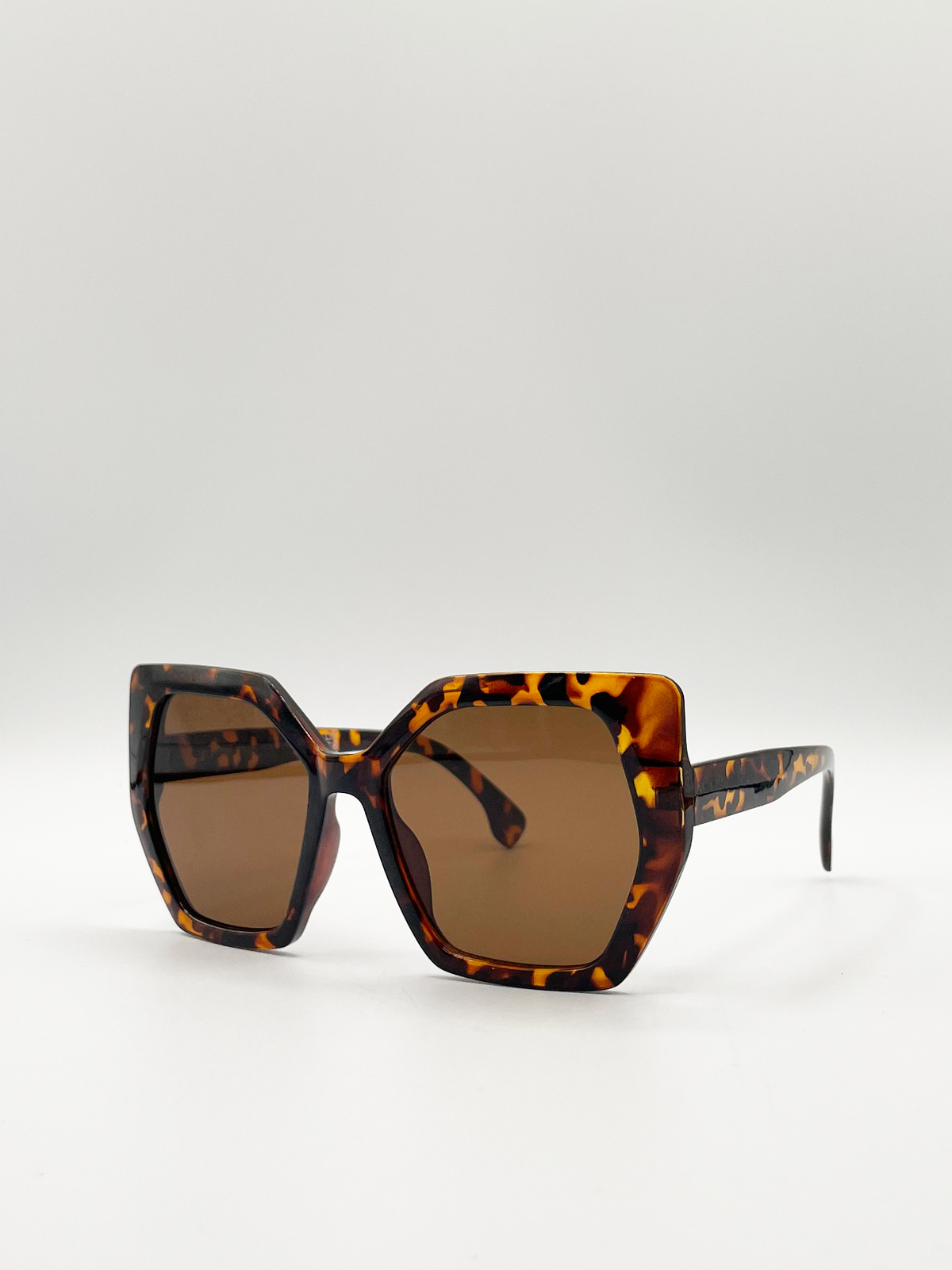 Tortoiseshell Oversized Cat Eye Mirror Sunglasses