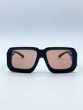 Square Frame Sunglasses In Black with Orange Lenses
